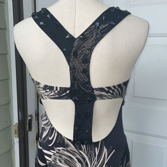 BEBE Women’s Y2K Stretch Silk Cocktail Formal Maxi Dress Gown size XS - Picture 9 of 14